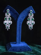 Emerald CZ Bib Choker, Chandelier Earring & Maang Tikka Bridal Set – Noorjahan