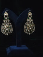 Emerald & Polki CZ Moissanite Multi-Strand Long Pendant Necklace & Drop Earring Set – Shaahi Emerald