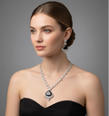Stunning blue sapphire tone cubic zirconia necklace set for wedding