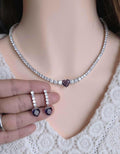 Royal blue sapphire heart layout necklace configuration showcase