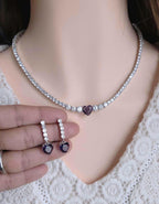 Royal blue sapphire heart layout necklace configuration showcase