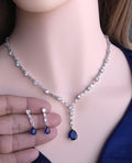 Dark blue sapphire imitation drop pattern silver overlay jewelry card profile