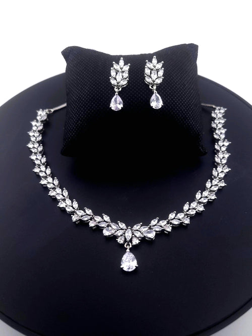 Clean silver plated geometric teardrop crystal accessory matrix map