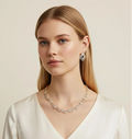 Shop premium CZ wave collar necklace set for modern bridal styling