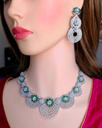 Luxury scalloped wave pattern deep green crystal silver combo kit blueprint