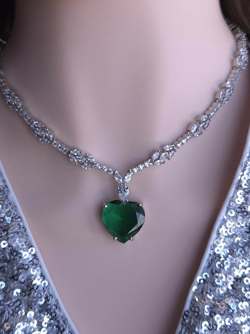 Vibrant emerald cut heart shape deep green crystal alignment kit
