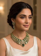 Royal emerald green kundan bridal choker for wedding lehenga sets