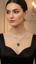 Rich gold base deep green heart focal choker layout blueprint graphic