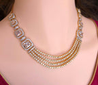 Mannequin layout view geometric clear zircon gold plate set package