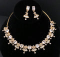 High end geometric fan style gold zircon statement necklace layout graphic