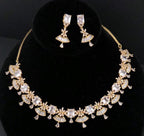 High end geometric fan style gold zircon statement necklace layout graphic