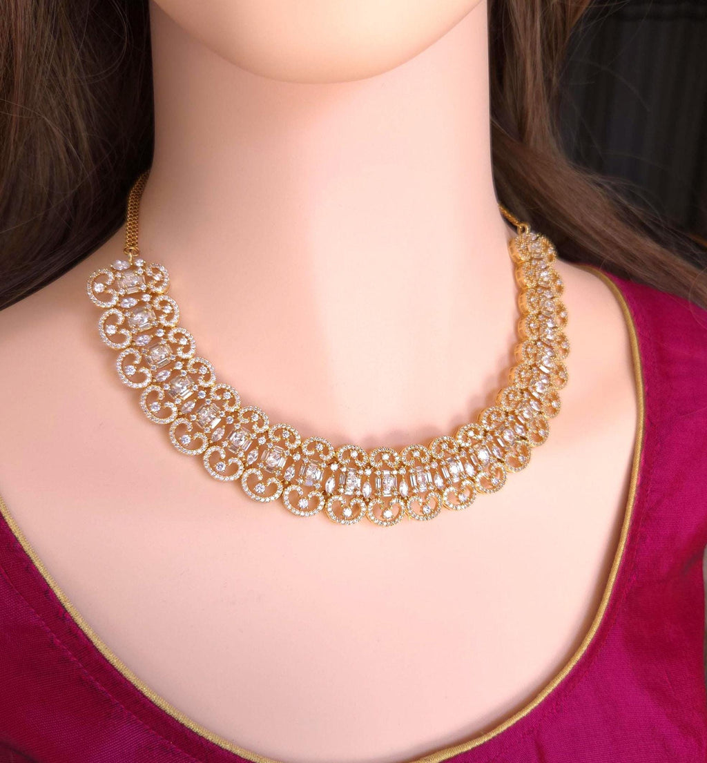 Mannequin studio product view gold crescent traditional bridal neck piece