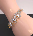 Polished golden frame heart outline cuff wrist wear accessory item list
