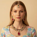 Multi variation moissanite kundan set for luxury wedding ensembles