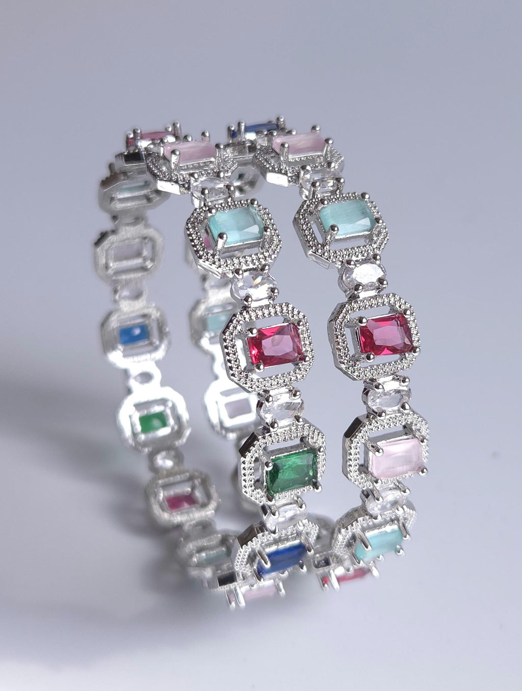 Dazzling silver plated rainbow theme custom crystal bracelet package map