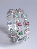 Dazzling silver plated rainbow theme custom crystal bracelet package map