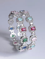 Dazzling silver plated rainbow theme custom crystal bracelet package map