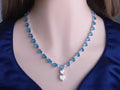 Ocean blue heart outline tennis string silver plated luxury suite grid