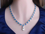 Ocean blue heart outline tennis string silver plated luxury suite grid
