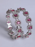 Emerald cut deep crimson ruby simulated wedding rigid bangles asset sheet