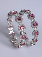 Emerald cut deep crimson ruby simulated wedding rigid bangles asset sheet