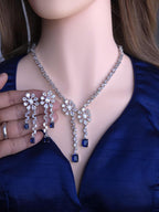 Classic blue sapphire replication drop stone clean wedding loop set indexing