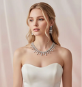 Luxury bridal silver cubic zirconia diamond replica jewelry set