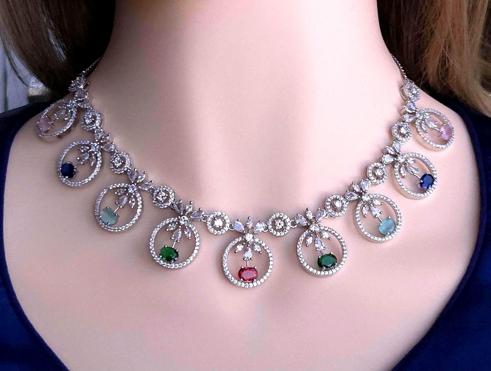 Full spectrum spectrum multi stone polished silver overlay wedding collection block