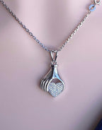 Dainty minimalist sterling silver chain with heart shaped clear charm slot
