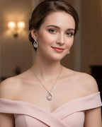 Minimal look silver string teardrop outline bridesmaid gifting profile card