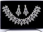 CZ Crystal & Pearl Bridal Necklace & Earrings Set – Silver Tone Wedding Jewelry