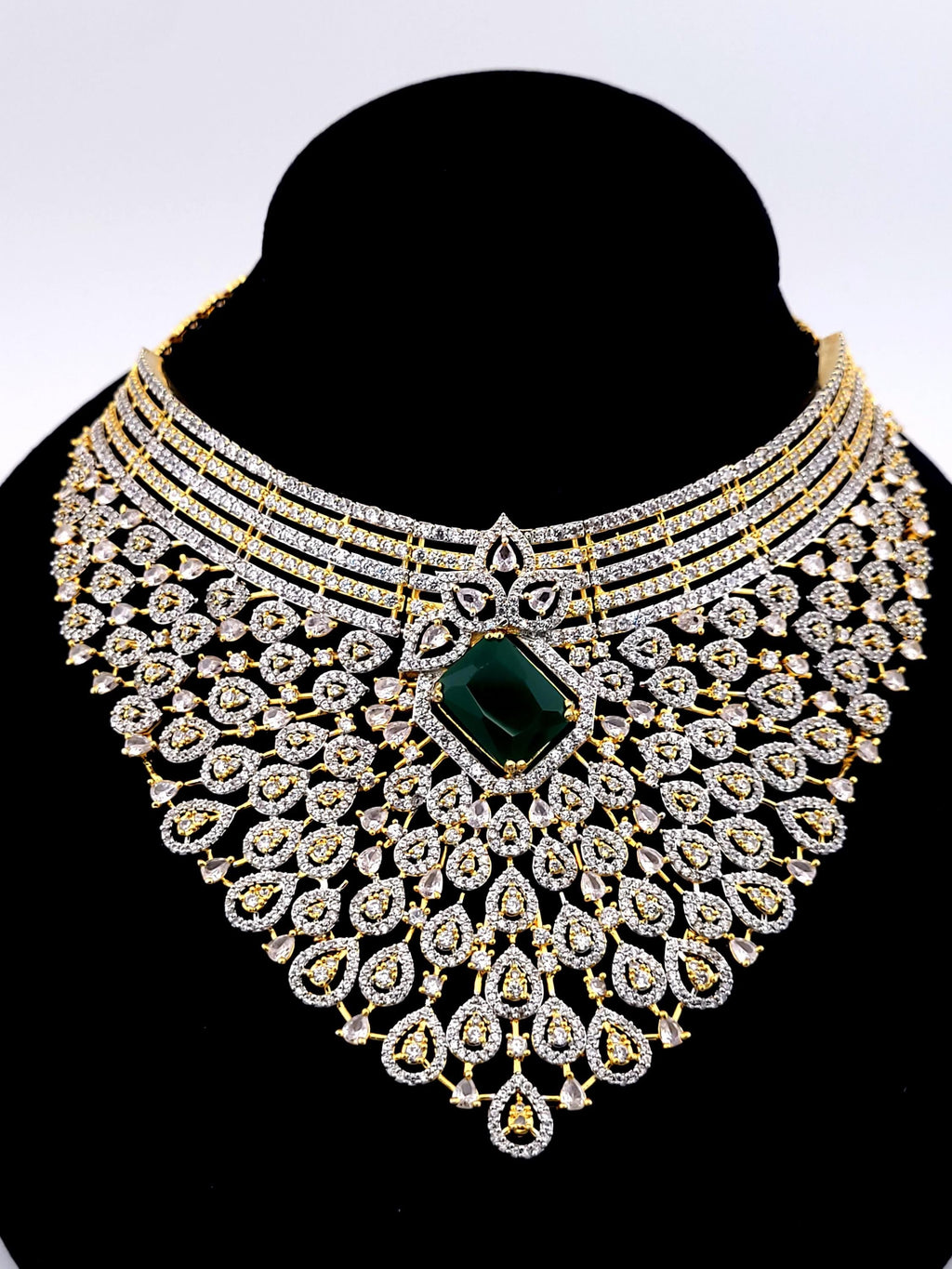 Green Kundan Choker Necklace & Earrings Set – Gold Plated Indian Bridal Jewelry