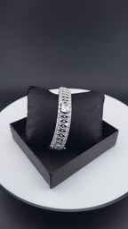 Vintage Inspired CZ Bangle Bracelet – Blue or Clear, Elegant Party & Wedding Jewelry