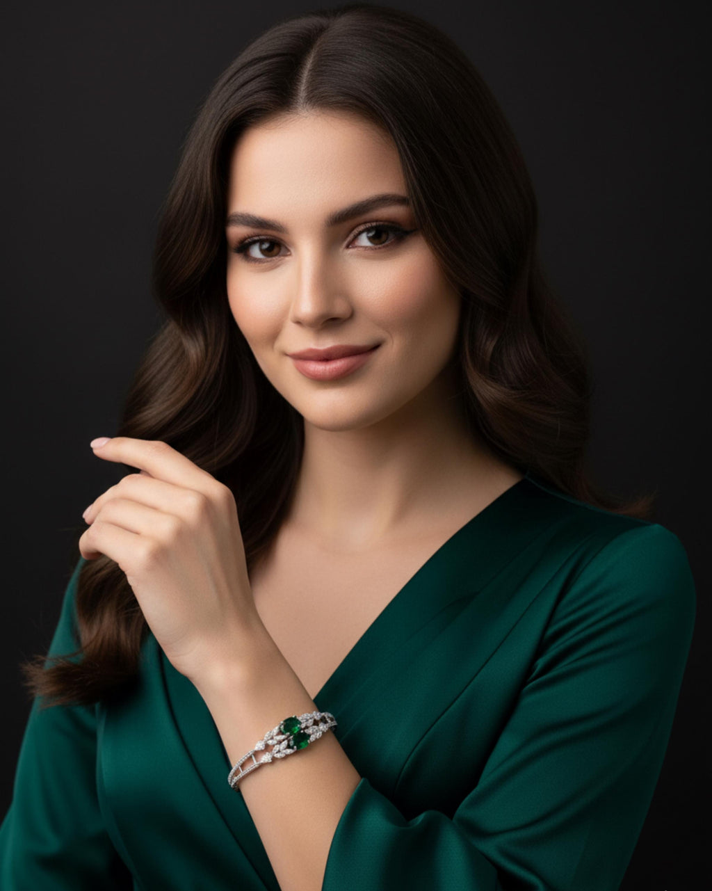 CZ Statement Bracelet – Green, Red or Purple, Bridal & Bridesmaid Jewelry