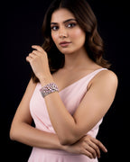 CZ Openable Bridal Bracelet – Indian Wedding Kada in Gold, Green, Blue, Magenta or Pink