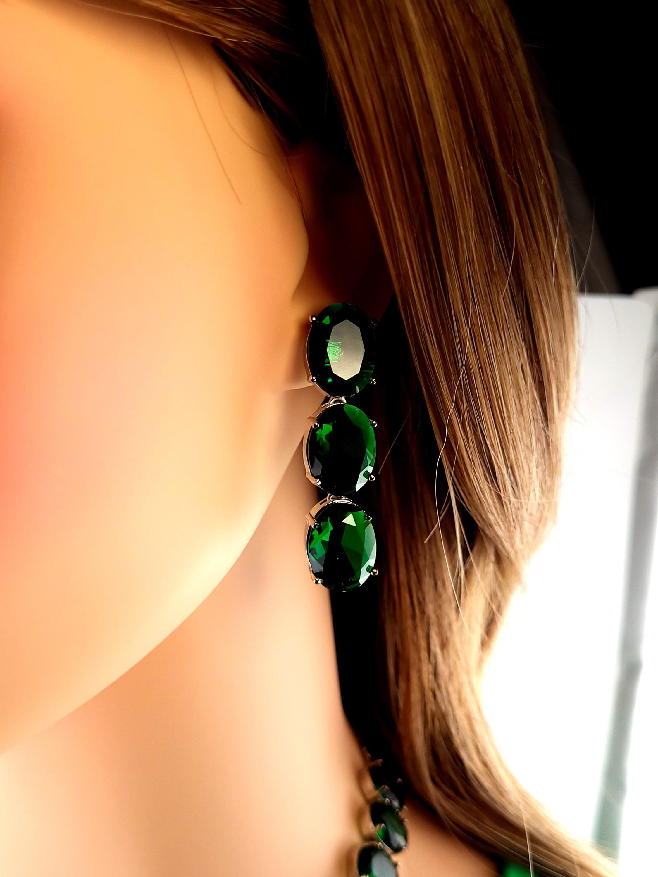 Multicolor Oval CZ Necklace & Earrings Set – Bold Statement Jewelry for Women