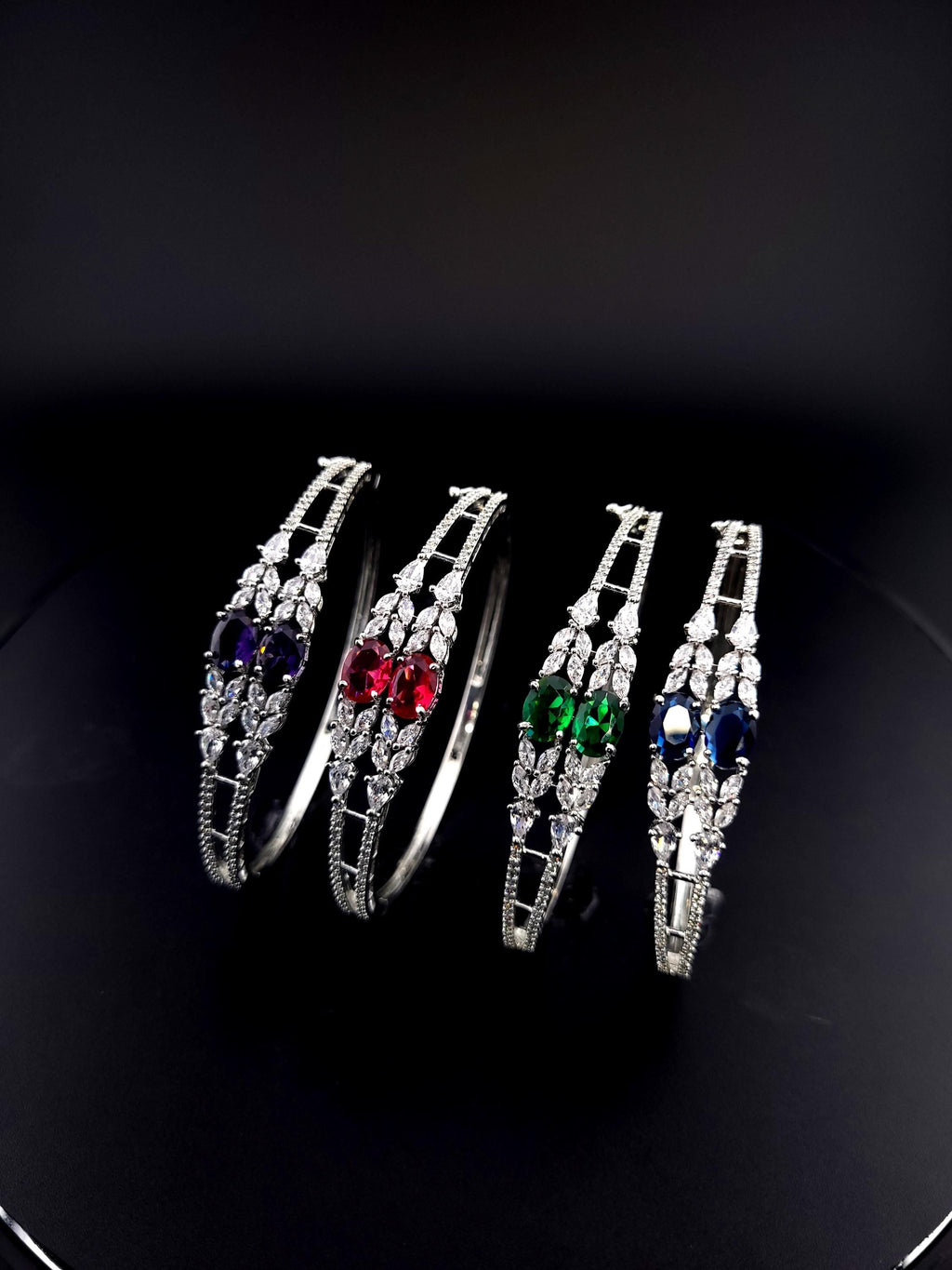 CZ Statement Bracelet – Green, Red or Purple, Bridal & Bridesmaid Jewelry