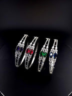 CZ Statement Bracelet – Green, Red or Purple, Bridal & Bridesmaid Jewelry