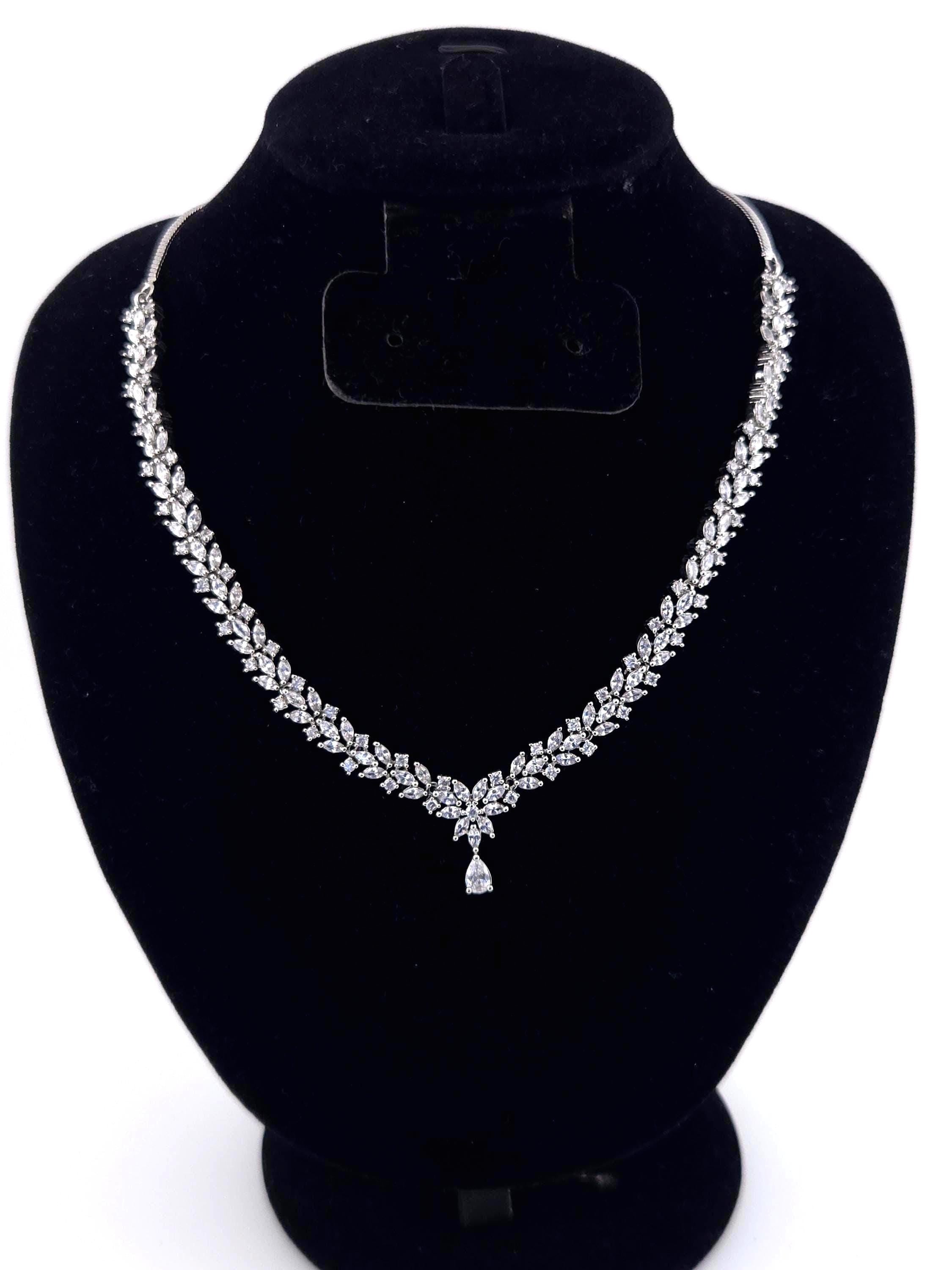 American Diamond Bridal Jewelry Set – Necklace, Earrings, Bracelet, Ring