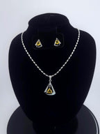 Triangle CZ Pendant Necklace Set | Silver Geometric Jewelry Gift