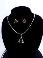 Triangle CZ Pendant Necklace Set | Silver Geometric Jewelry Gift