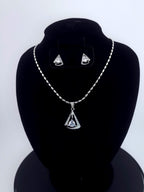 Triangle CZ Pendant Necklace Set | Silver Geometric Jewelry Gift