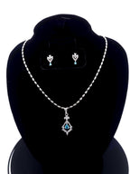 CZ Pendant Necklace Set – Red & Blue Stone, Minimalist Jewelry