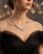 Silver CZ necklace set styled flat lay – bridal and festive jewelry