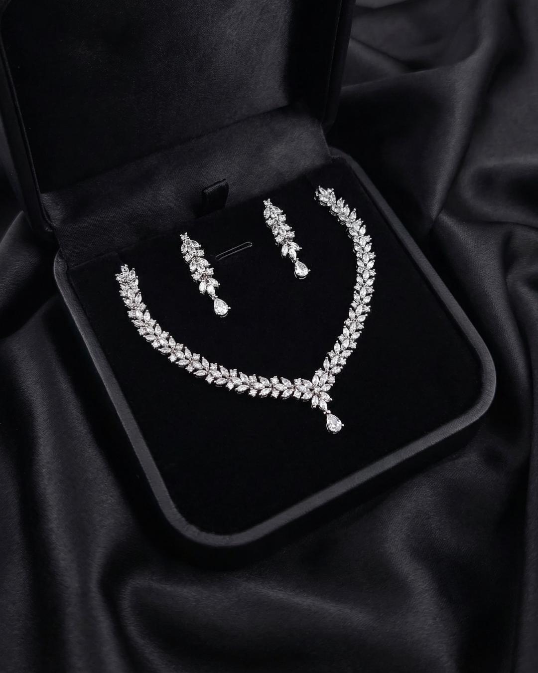 American Diamond Bridal Jewelry Set – Necklace, Earrings, Bracelet, Ring