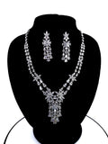 CZ Bridal Necklace & Earring Set | Silver Plated | Red, White & Emerald Green