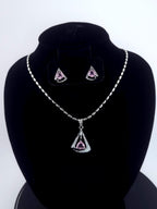 Triangle CZ Pendant Necklace Set | Silver Geometric Jewelry Gift