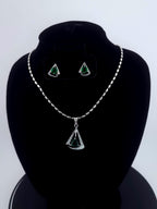 Triangle CZ Pendant Necklace Set | Silver Geometric Jewelry Gift
