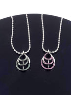 CZ Pendant Necklace & Earrings Set – Pink or Green Zirconia, Wedding Jewelry