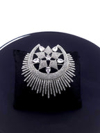 Cubic Zirconia Vintage Silver Brooch | Round Crystal & Pearl Pin